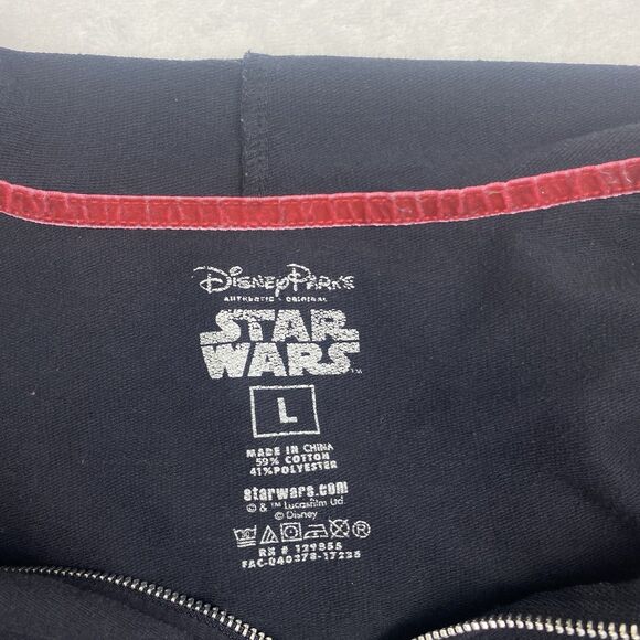 Disney Parks Star Wars Graphic Print Zip Up Sweater Adult Large Black Sweatshirt - Picture 6 of 6